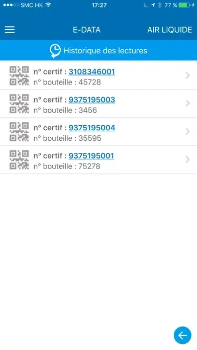 Captures d'écran de Air Liquide E-DATA