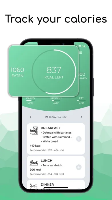 Zrzuty ekranu Calorie Tracker - Meal Tracker