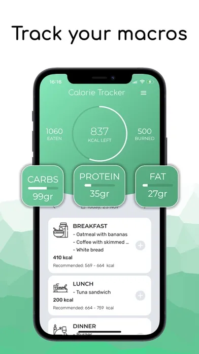 Zrzuty ekranu Calorie Tracker - Meal Tracker