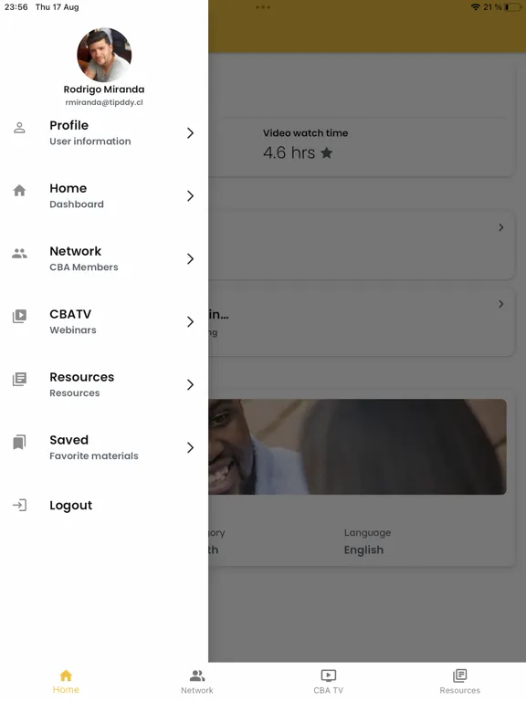 CBA Connecting App iPad  스크린샷