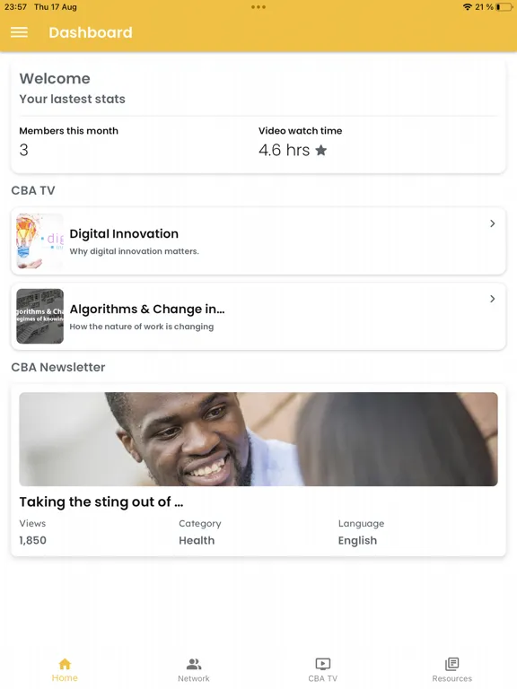 CBA Connecting App iPad  스크린샷