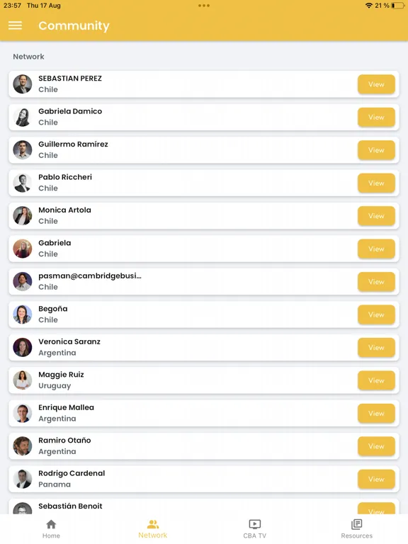 CBA Connecting App iPad  스크린샷