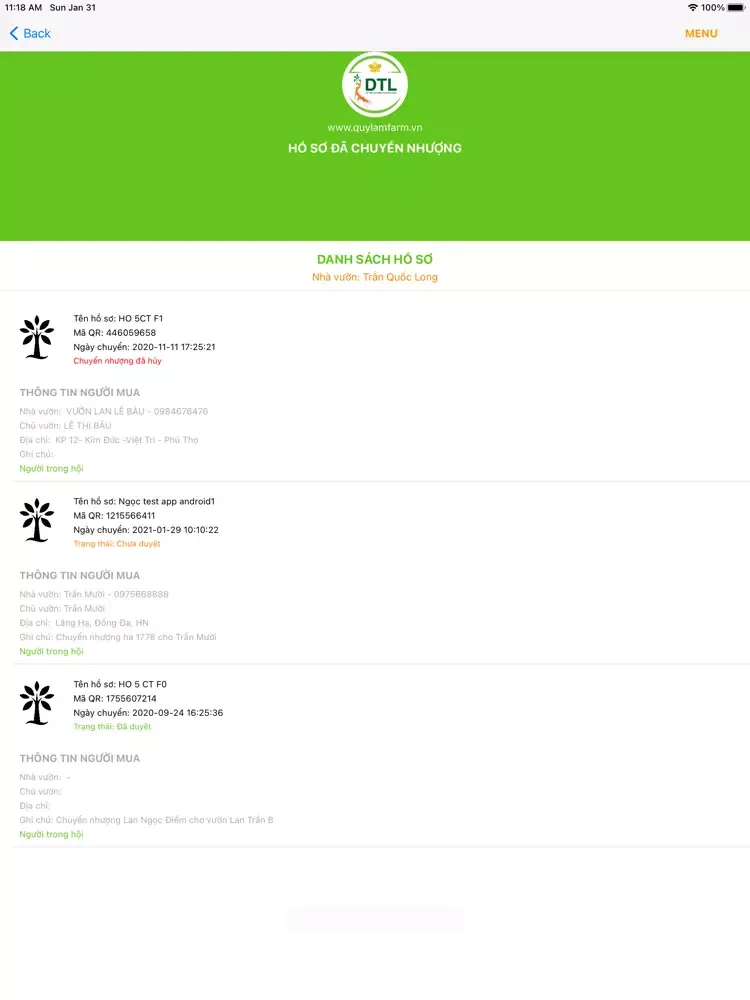 DTL-Quản lý &Truy xuất Hoa Lan iPad  Screenshots