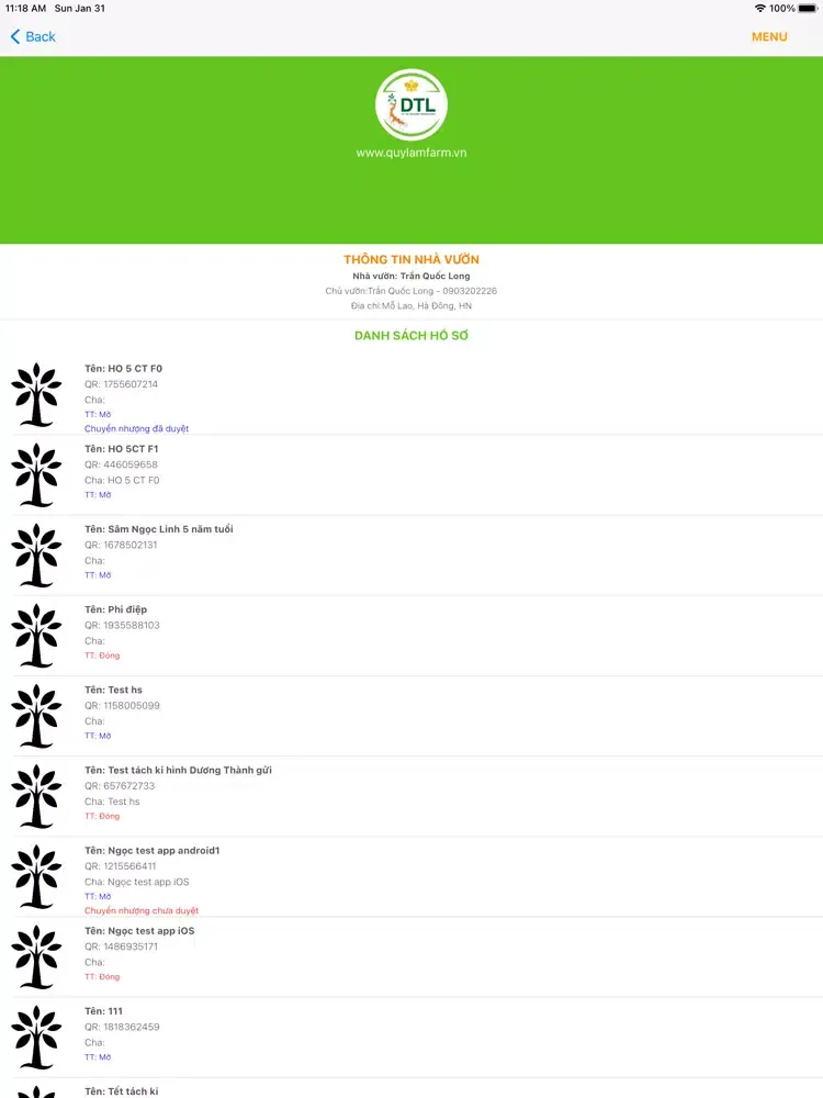 DTL-Quản lý &Truy xuất Hoa Lan iPad  Screenshots