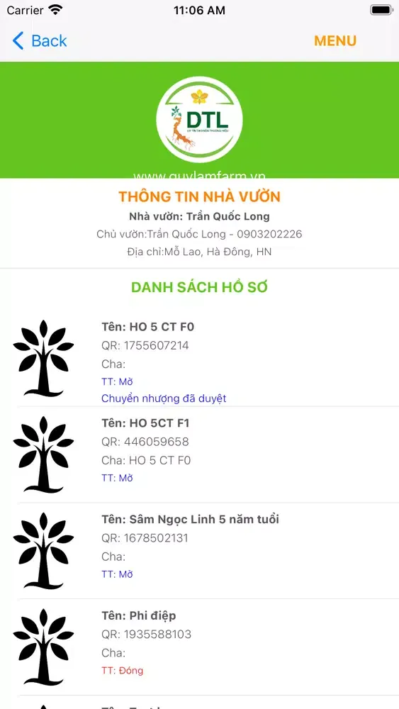 DTL-Quản lý &Truy xuất Hoa Lan Screenshots