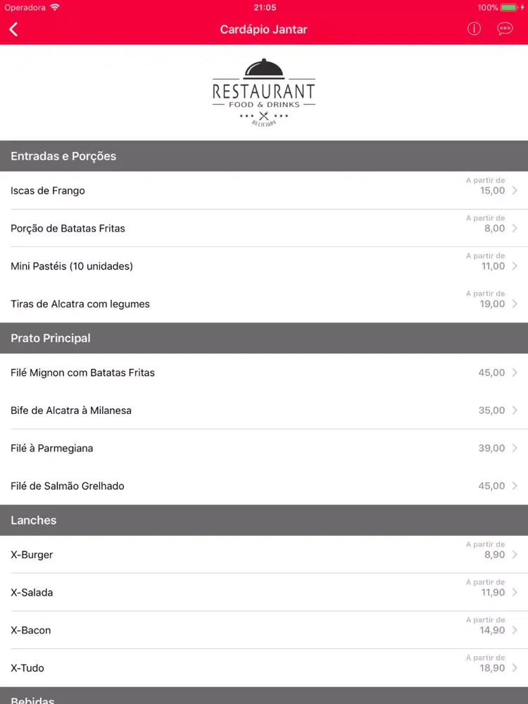 Cardápio Space iPad  স্ক্রিনশট