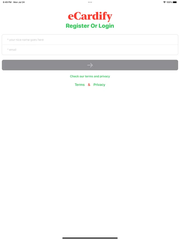 eCardify Digital business card iPad  スクリーンショット