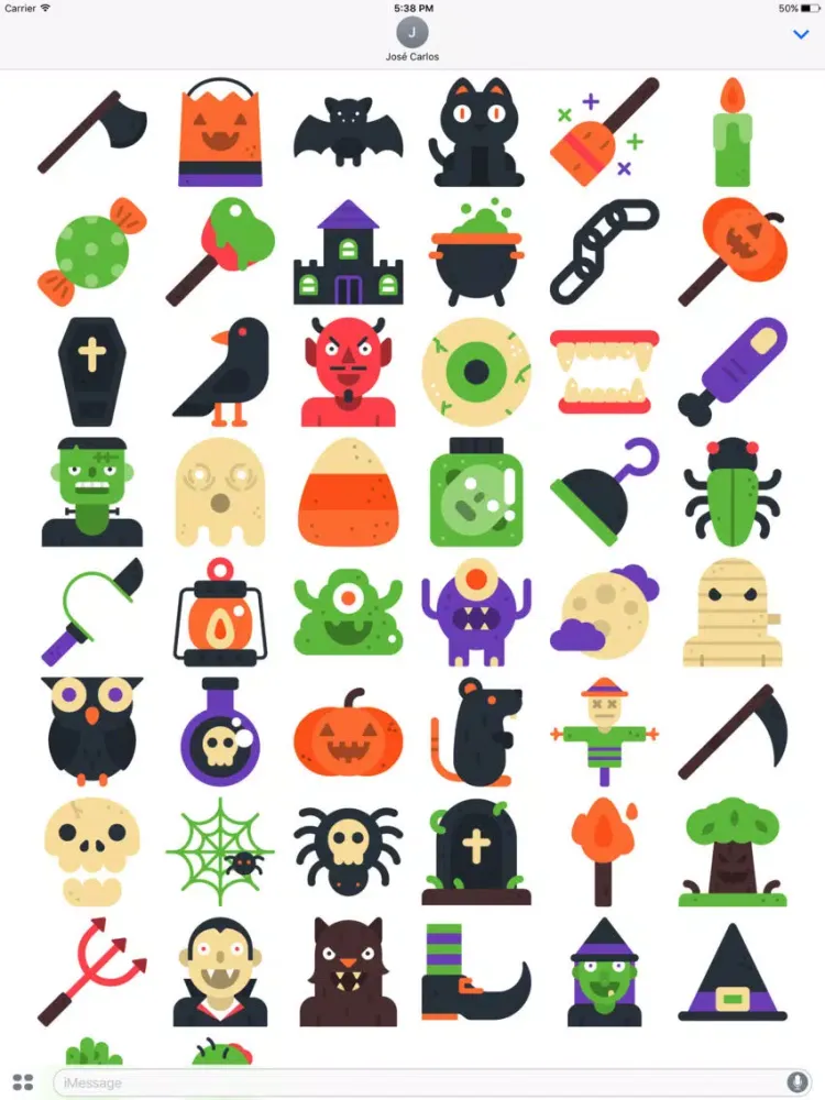 Captures d'écran de Halloween Flat Sticker Pack for iMessage iPad 