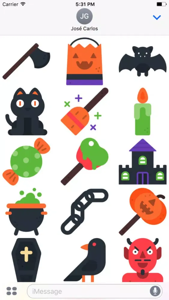 Captures d'écran de Halloween Flat Sticker Pack for iMessage
