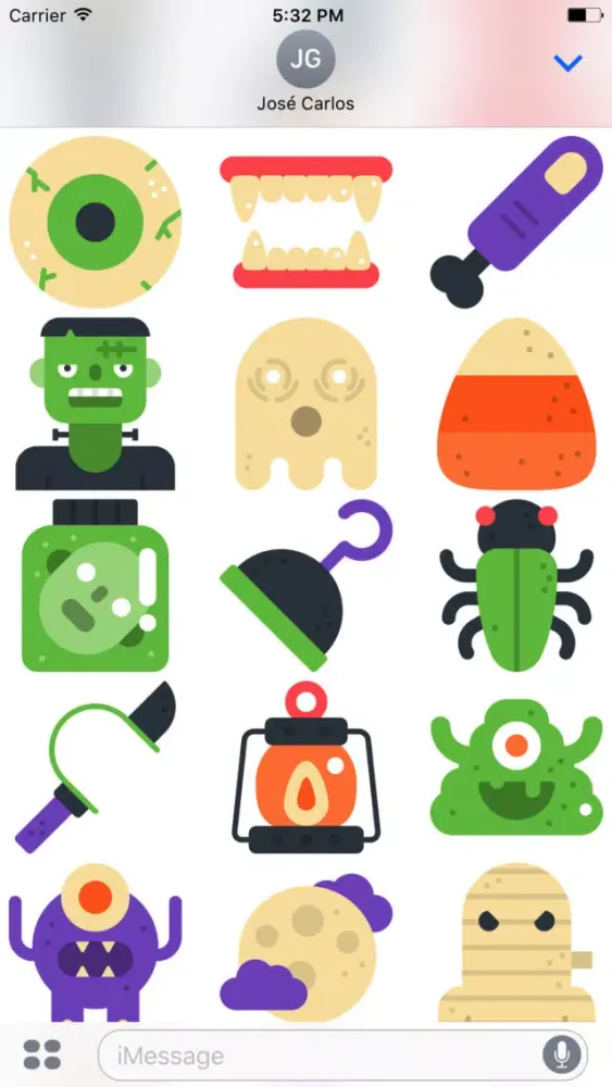 Captures d'écran de Halloween Flat Sticker Pack for iMessage