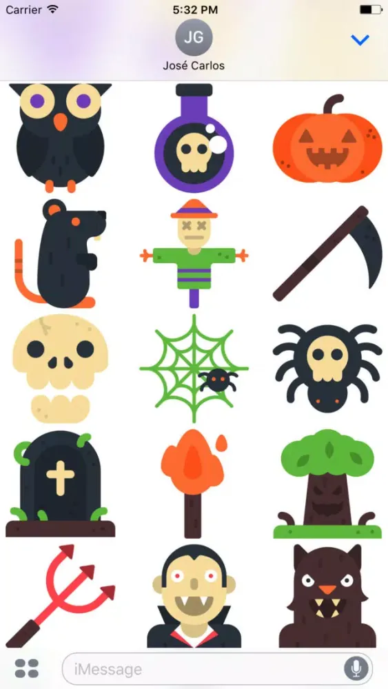 Captures d'écran de Halloween Flat Sticker Pack for iMessage