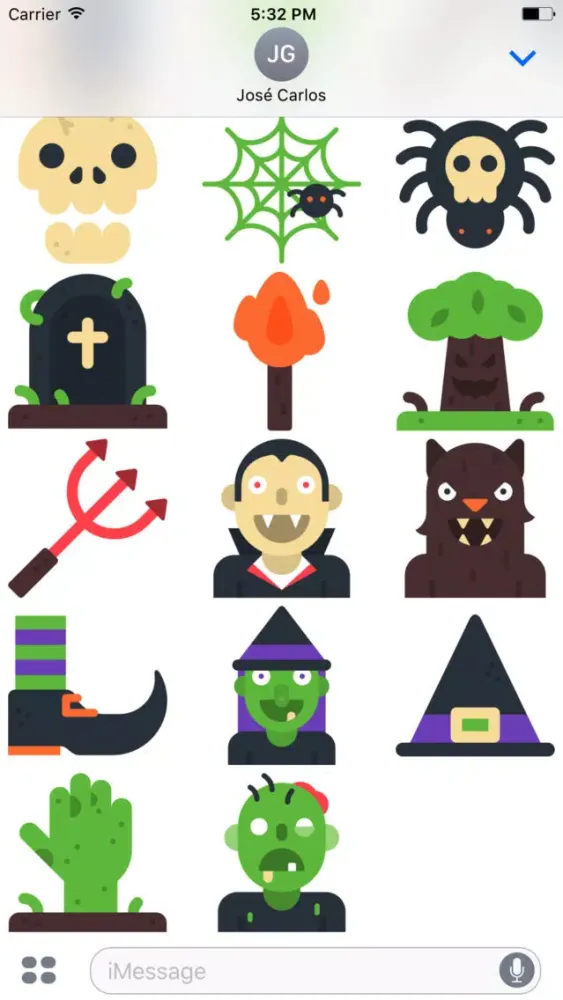 Captures d'écran de Halloween Flat Sticker Pack for iMessage