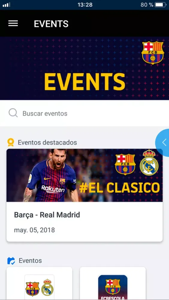 Capturas de tela do FC Barcelona Events