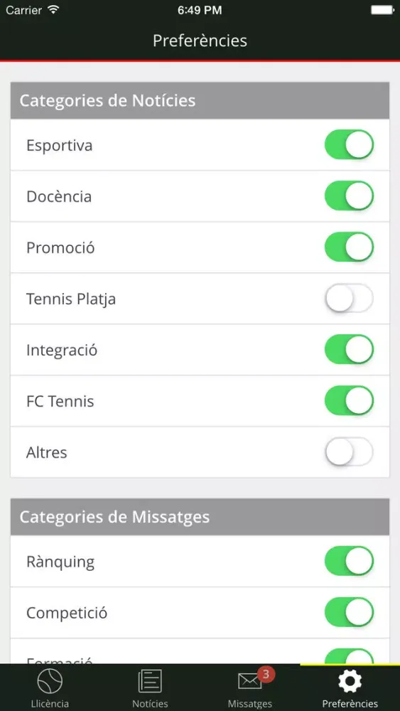 Capturas de pantalla de Federació Catalana de Tennis