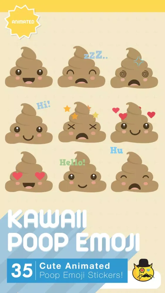 Screenshot di Kawaii Poop Emoji : Animated Cute Stickers