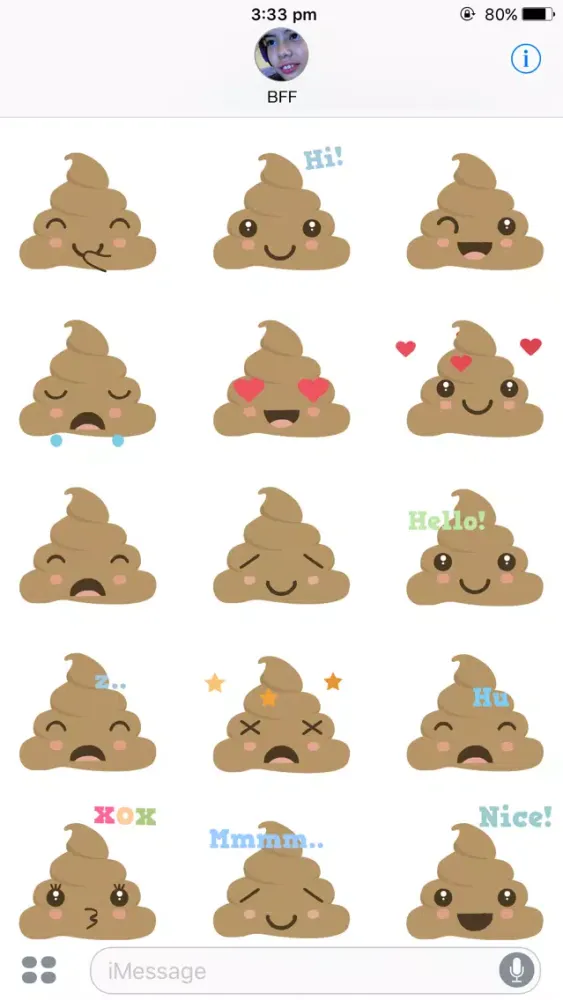 Screenshot di Kawaii Poop Emoji : Animated Cute Stickers