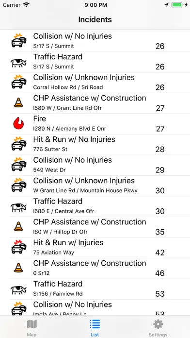 CHP Traffic Incidents Screenshots
