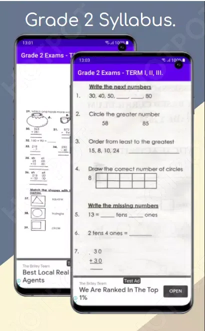 Grade 2 Exams: Term I, II, III Screenshots