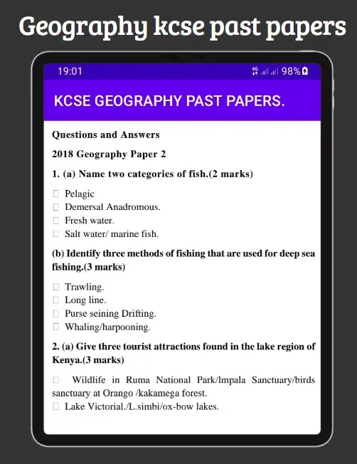 Geography Kcse past papers. Screenshots