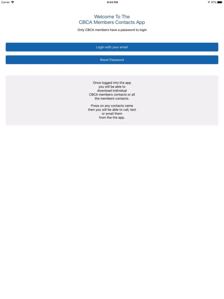 Скриншоты CBCA Contacts iPad 