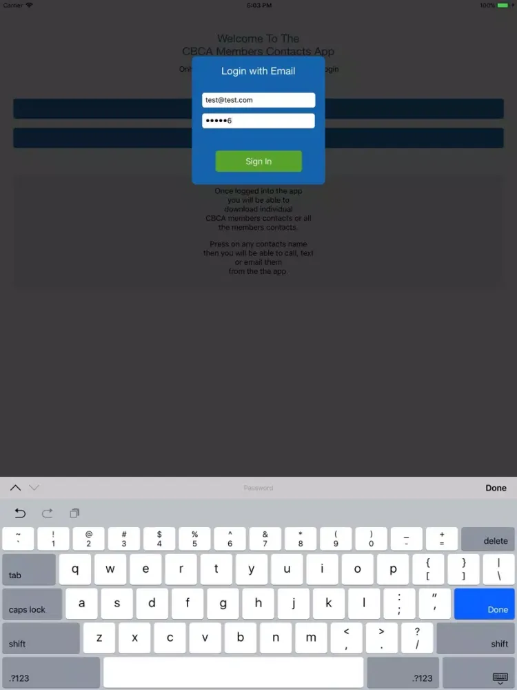 Скриншоты CBCA Contacts iPad 