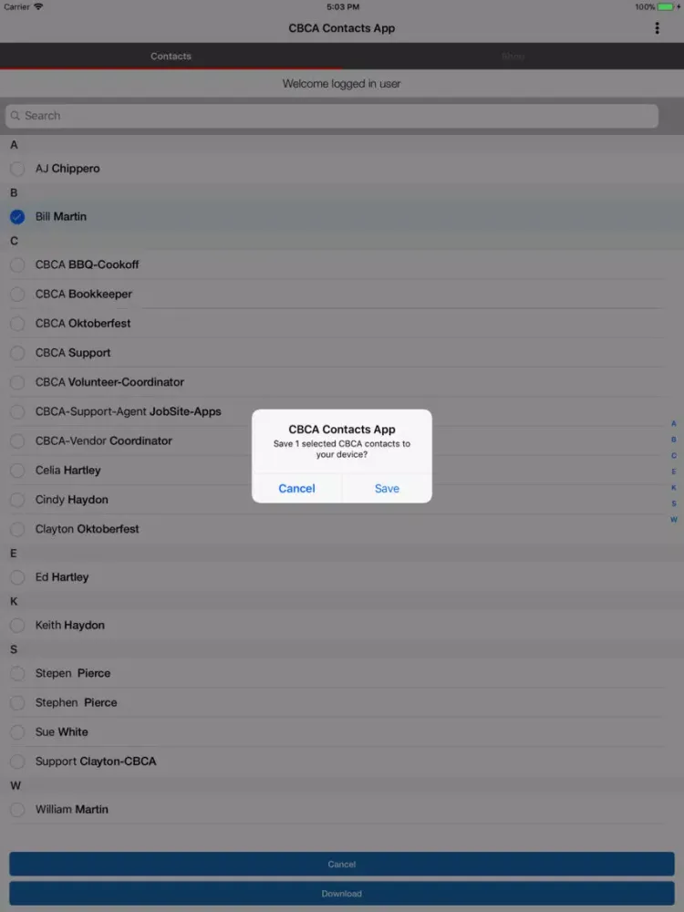 Скриншоты CBCA Contacts iPad 