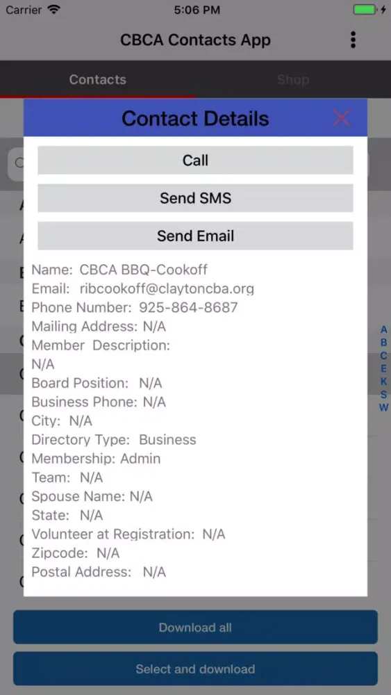 Скриншоты CBCA Contacts