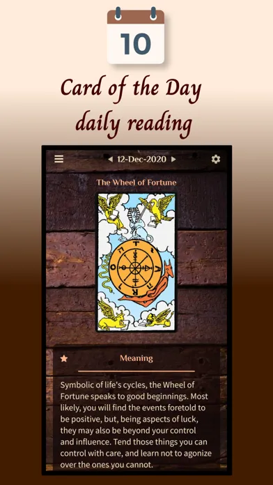Capturas de tela do Tarot - Card of the Day