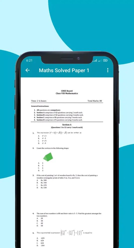 CBSE Class 8 Papers Screenshots