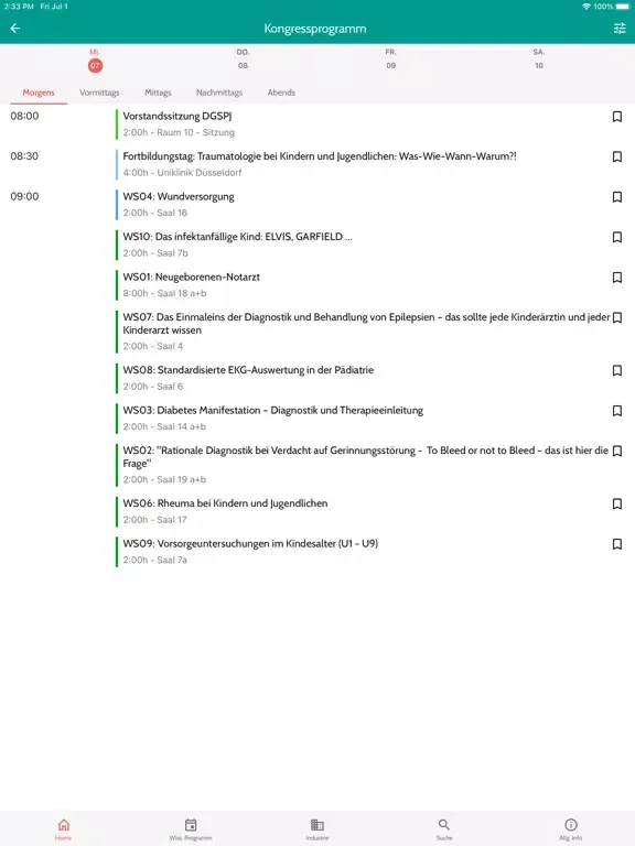 Tangkapan skrin Kinder-/Jugendmedizin Kongress iPad 