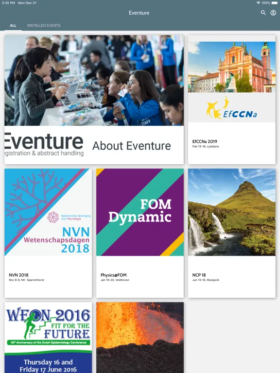 Capturas de tela do Eventure App iPad 