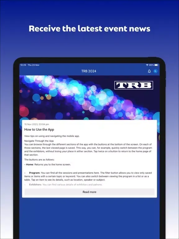 ภาพหน้าจอของ TRB 2024 iPad 