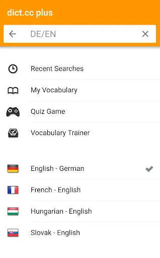 ภาพหน้าจอของ dict.cc+ dictionary