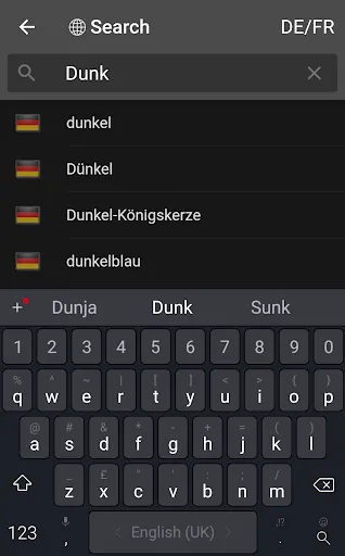 ภาพหน้าจอของ dict.cc+ dictionary