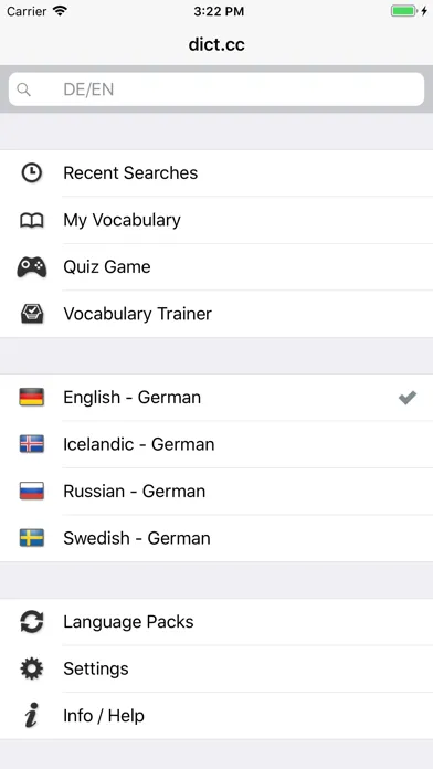 ภาพหน้าจอของ dict.cc+ Dictionary
