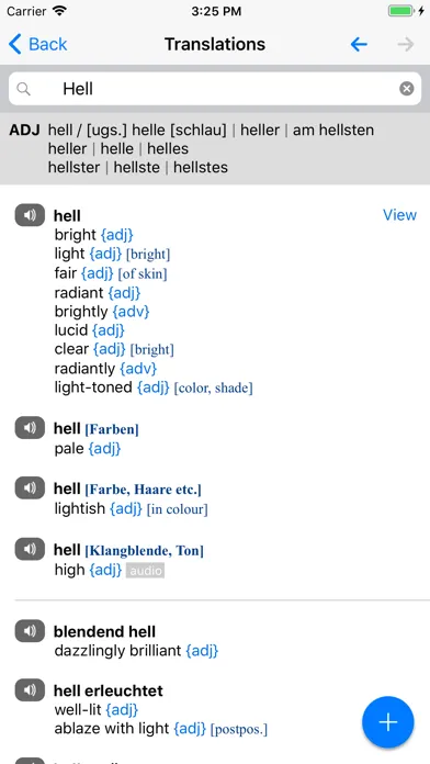 ภาพหน้าจอของ dict.cc+ Dictionary