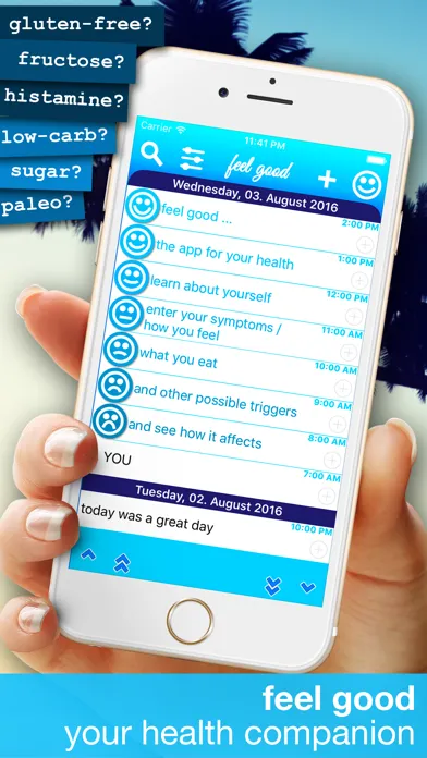 feel good - health, allergy, diet and food journal Screenshots