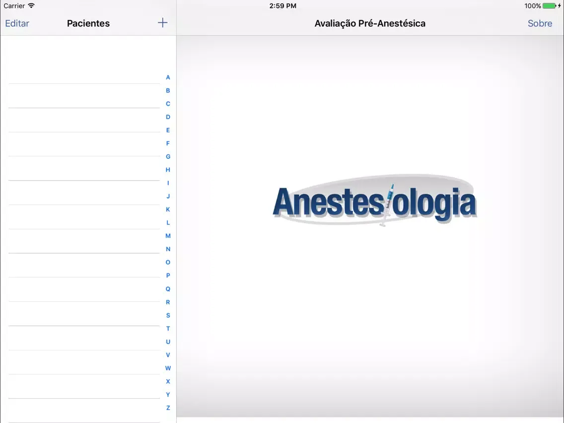 Ảnh chụp màn hình của Avaliação Pré Anestésica iPad 
