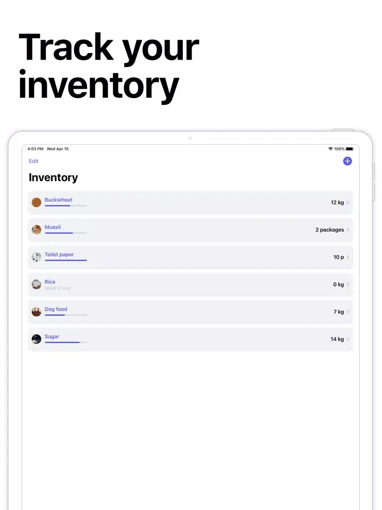 تصاویر Inventory - food & goods iPad 