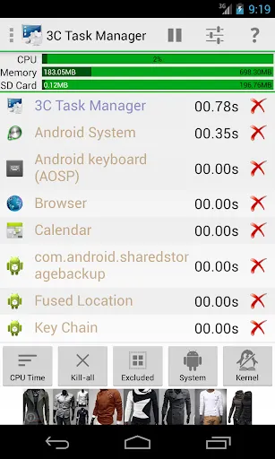 Tangkapan skrin 3C Task Manager