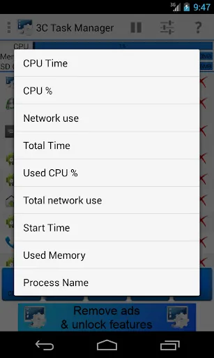 Tangkapan skrin 3C Task Manager