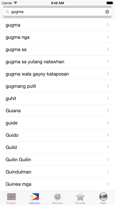 Ảnh chụp màn hình của English Cebuano best dictionary - Inglesa Sugbuanon labing maayo  diksyonaryo