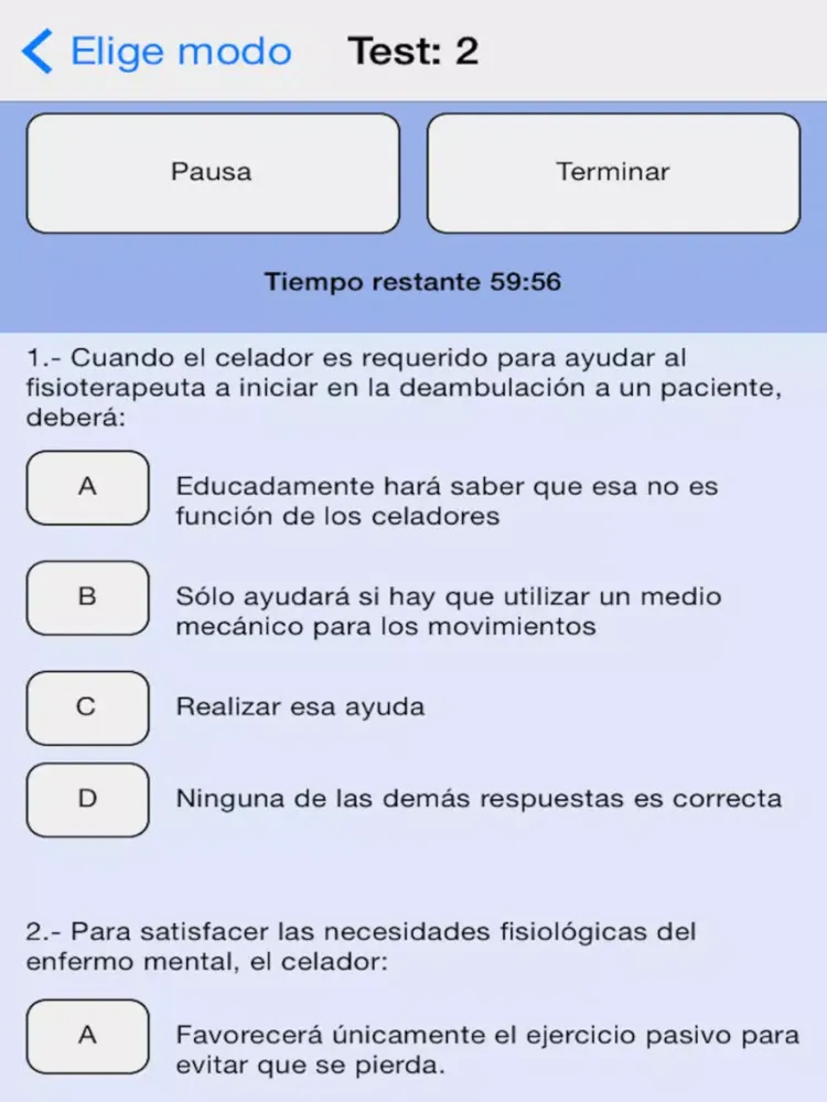 Celador Sanitario Test iPad  Ekran Görüntüleri