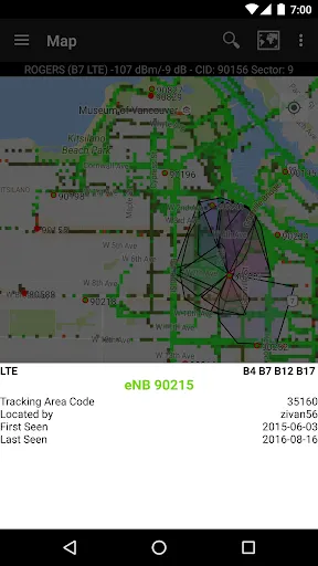 Tangkapan skrin CellMapper