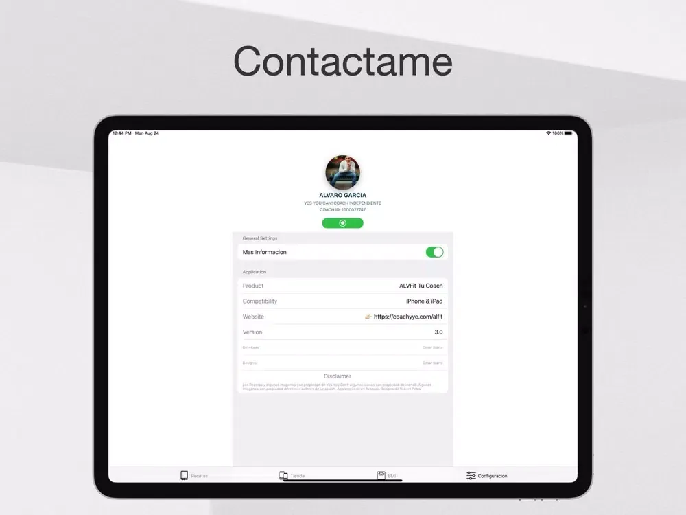 ALFIT Tu Coach App iPad  Screenshots