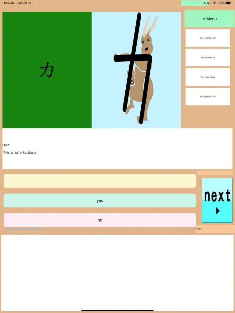 DrAnimeHiragana2+Kata+KanG iPad  Screenshots