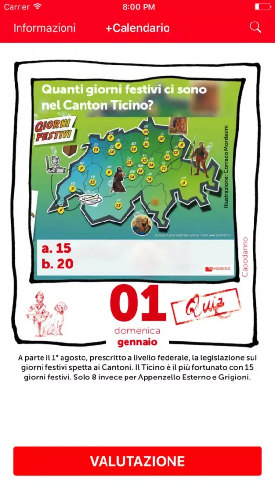 Ảnh chụp màn hình của Calendario Svizzera italiana