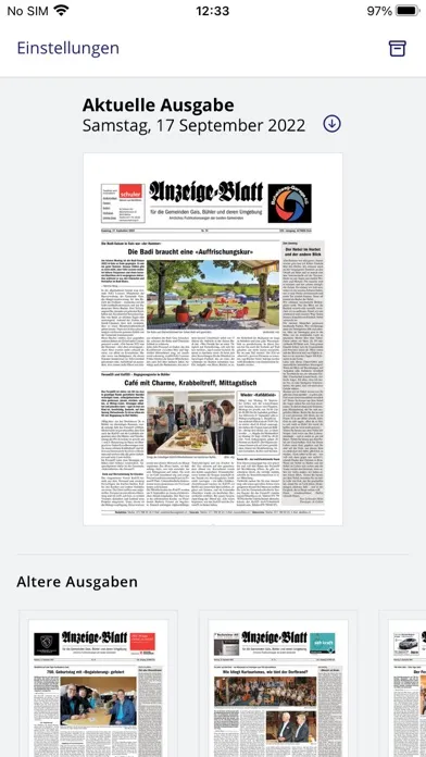 Anzeige-Blatt Screenshots