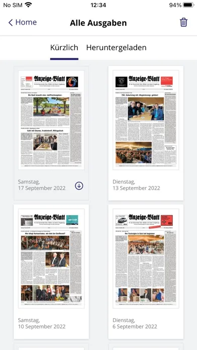Anzeige-Blatt Screenshots