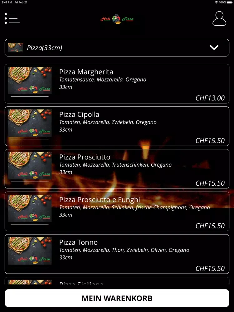 Capturas de tela do Holi Pizzeria Bern iPad 